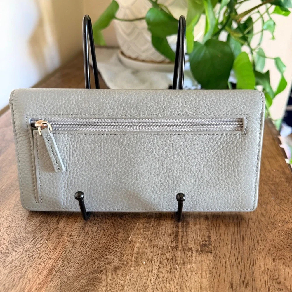 Greige Pebble Wallet Neutral Minimalist Long Wallet Organizer Modern Earthy Soft